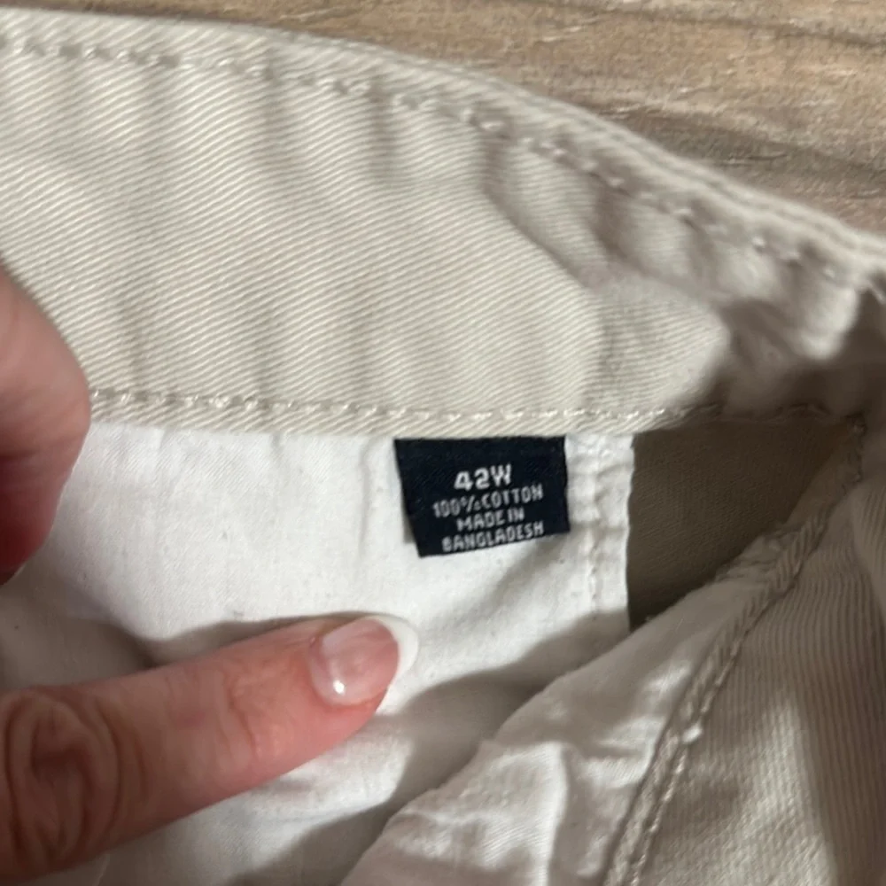 Nautica Jeans Co. Cargo Shorts Men's Size 42W Beige White 100% Cotton